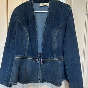 Chico's Blue Denim Zipper Jacket -Size 2